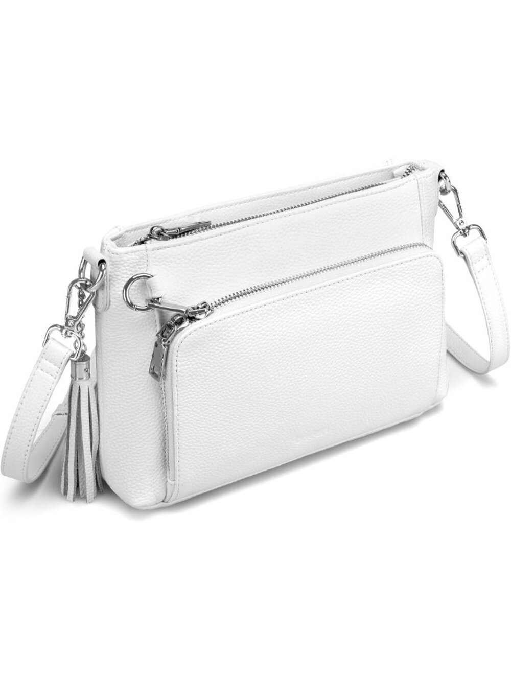 👜Women's White Genuine Leather Anti Theft RFID Crossbody Bag Wallet Purse